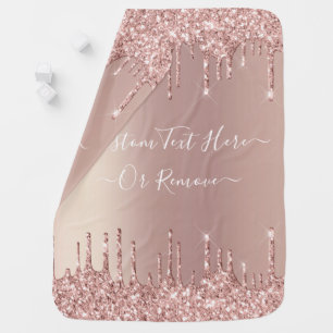 Rose Gold Glitter Baby Blanket with Custom Text