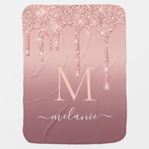 Rose Gold Glitter Baby Blanket Your Name Letter