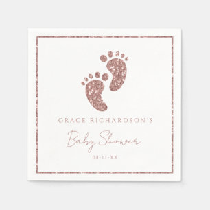 Rose Gold Glitter Baby Feet Baby Shower Personaliz Napkins