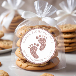 Rose Gold Glitter Baby Shower Favor Sticker
