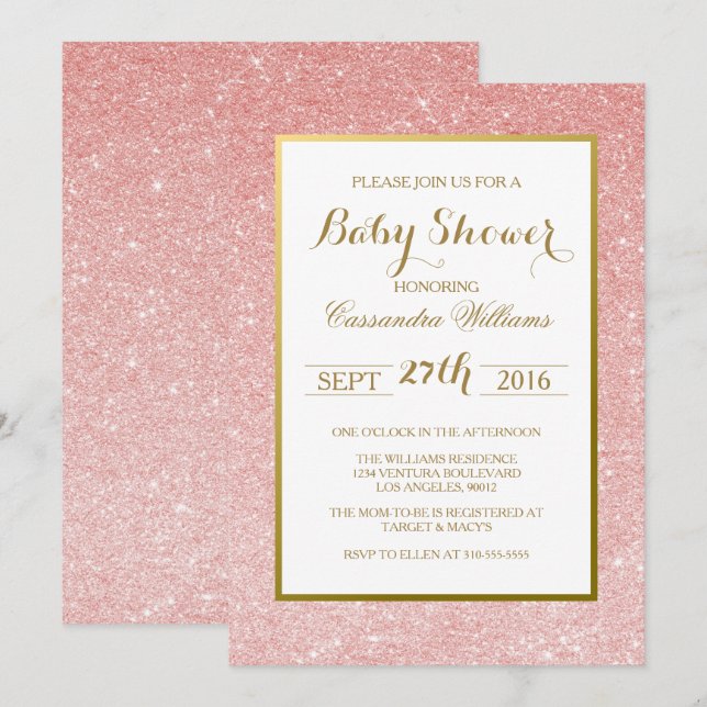 Rose Gold Glitter - Baby Shower Invitation (Front/Back)
