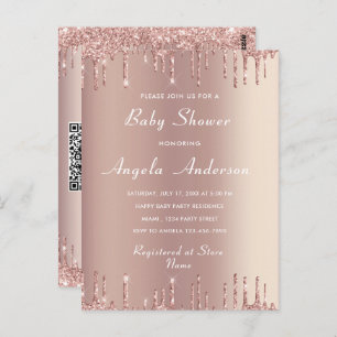 Rose Gold Glitter Baby Shower Invitations Template