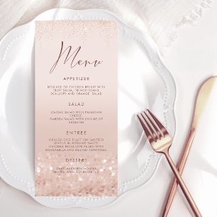 Rose Gold Glitter Baby Shower Menu Card