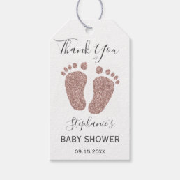 Rose Gold Glitter Baby Shower Thank You  Gift Tags