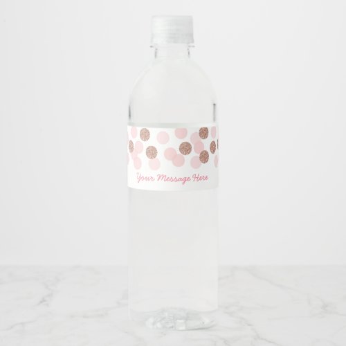 Rose Gold Glitter Baby Shower Water Bottle Label