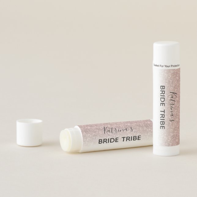 Rose Gold Glitter Bachelorette Party Favor Lip Balm (In Situ)
