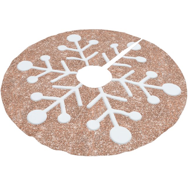 Rose gold glitter background christmas tree skirt (Angled)