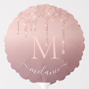 Rose Gold Glitter Balloon Custom Name and Letter