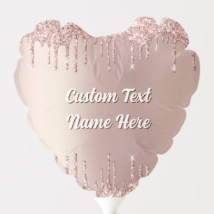 Rose Gold Glitter Balloon Personalized Text Name