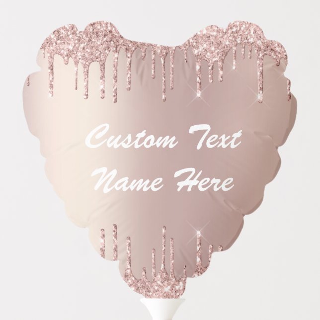 Rose Gold Glitter Balloon with Custom Text (Back)