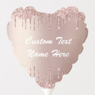 Rose Gold Glitter Balloons Personalized Text