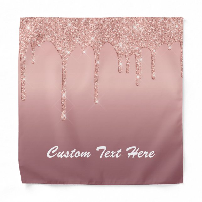 Rose Gold Glitter Bandana with Custom Text (Front)