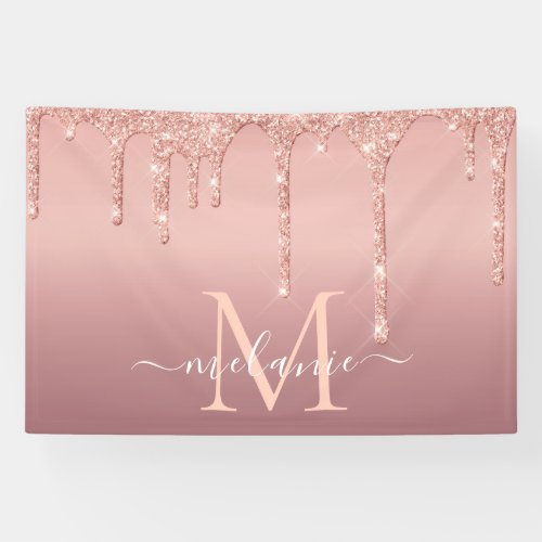 Rose Gold Glitter Banner Custom Letter Your Name