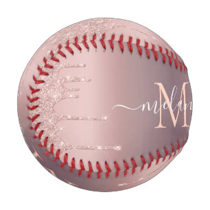 Rose Gold Glitter Baseball Custom Name Letter