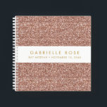 Rose Gold Glitter Bat Mitzvah Autograph Guestbook Notebook<br><div class="desc">Rose Gold Pink Glitter (printed image) with a white stripe on the cover of a personalized autograph book style guest book with space for an optional Hebrew name, or any text you want. A pink sparkly-looking party accessory for a Bat Mitzvah, Sweet 16, Quinceanera or Birthday party, or a sketch...</div>