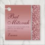 Rose Gold Glitter Bat Mitzvah Favor Tags<br><div class="desc">These elegant and luxurious square rose gold glitter and diamond sided Bat Mitzvah thank you favor tags are perfect for your celebration. Their chic and modern fonts are crisp and clean and making them unique and one-of-a-kind. The sentiment is completely customizable so you can choose your own words if you'd...</div>