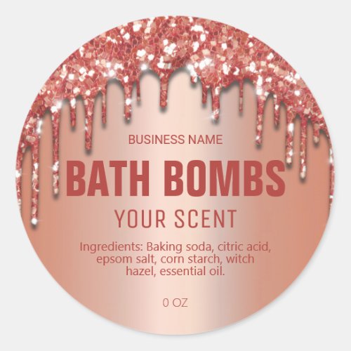Rose Gold Glitter Bath Bomb Labels
