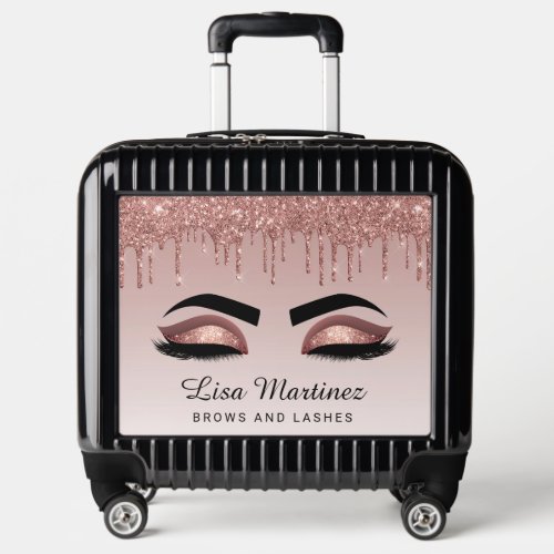 Rose Gold Glitter Beauty Business Luggage