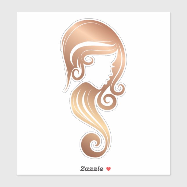 Rose Gold Glitter Beauty Girl Hair & Makeup Salon Sticker (Sheet)