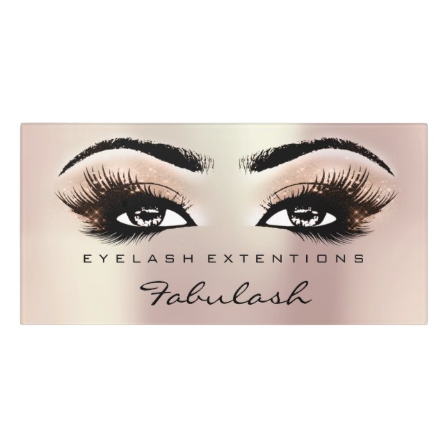 Rose Gold Glitter Beauty Salon Lash Makeup Door Sign (Classic Front)