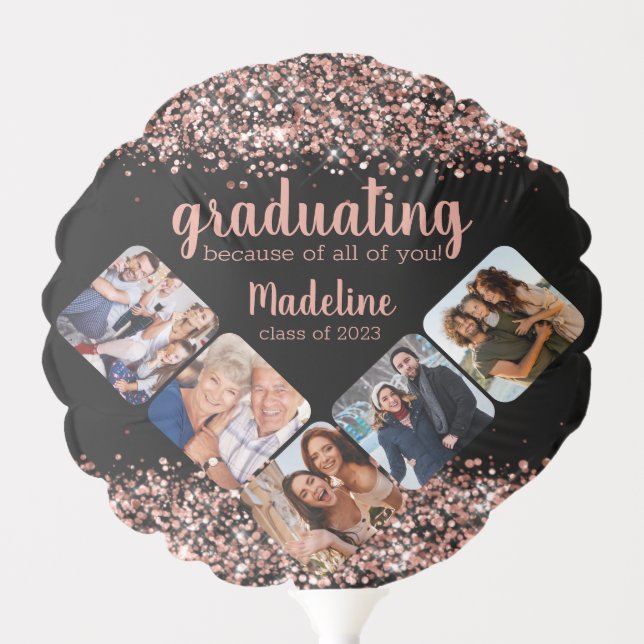 Rose Gold Glitter Because of You Five Photo Balloon (Front)
