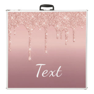 Rose Gold Glitter Beer Pong Table with Custom Text