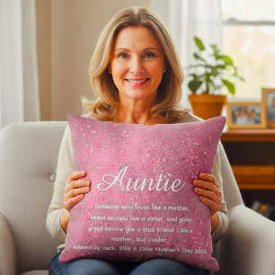 Rose Gold Glitter Best Ever Aunt Definition Person Throw Pillow