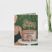 Rose Gold Glitter Birthday Cake 50th Birthday