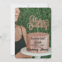 Rose Gold Glitter Birthday Cake 50th Birthday