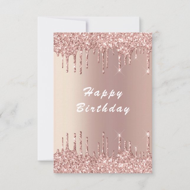 Rose Gold Glitter Birthday Card (Front)