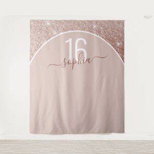 Rose Gold Glitter Birthday Custom Arch Backdrop