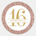 Rose Gold Glitter Birthday Favor Sticker Label