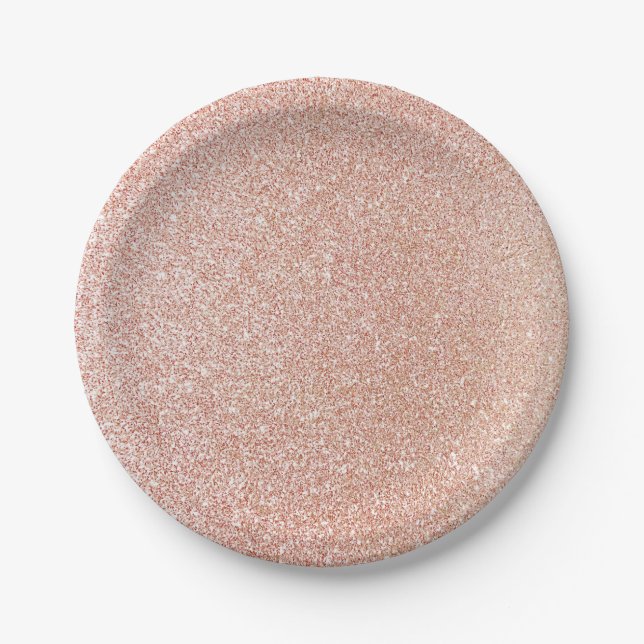 Rose Gold Glitter Birthday Paper Plates (Front)