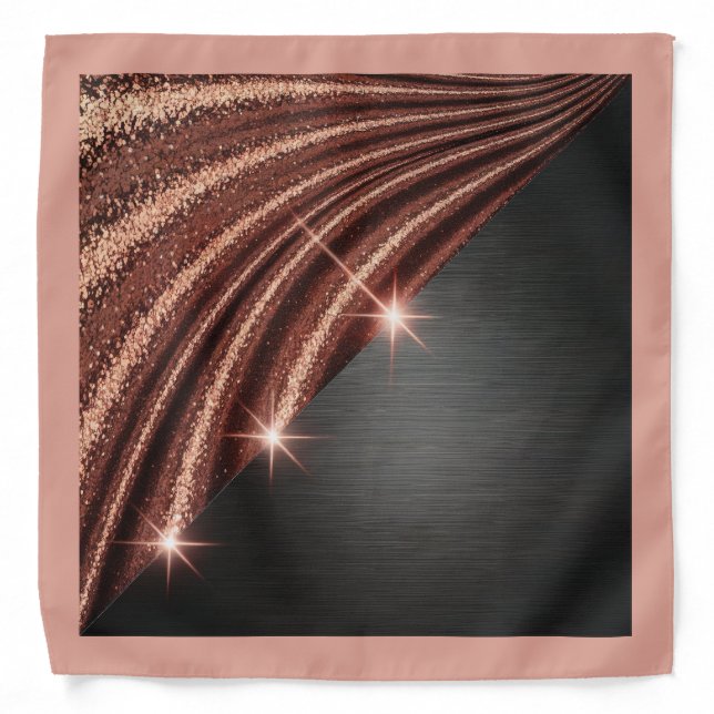 Rose Gold Glitter Black Bandana (Front)