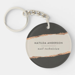 Rose gold glitter black modern elegant budget keychain