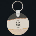 Rose gold glitter black modern elegant budget keychain<br><div class="desc">Modern budget elegant rose gold effect black and natural business packing and thank you favor gift key ring.</div>