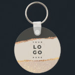 Rose gold glitter black modern elegant budget keychain<br><div class="desc">Modern budget elegant rose gold effect black and natural business packing and thank you favor gift key ring.</div>