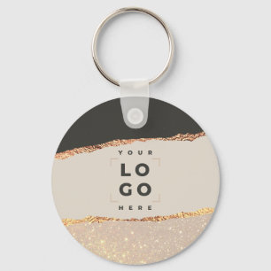 Rose gold glitter black modern elegant budget keychain