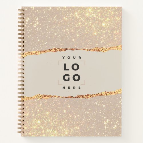 Rose gold glitter black modern elegant budget logo notebook