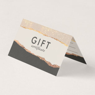 Rose Gold Glitter & Black Modern Gift Certificate