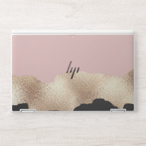 Rose Gold Glitter Black Pink Abstract Girly Art HP Laptop Skin