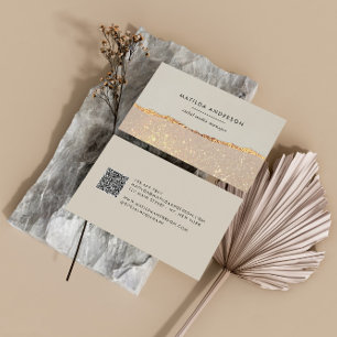 Rose gold glitter black pink modern QR CODE Business Card