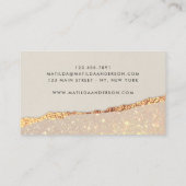 Rose gold glitter black pink modern square busines business card (Back)