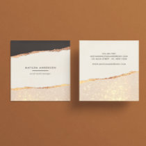 Rose gold glitter black pink modern square business card