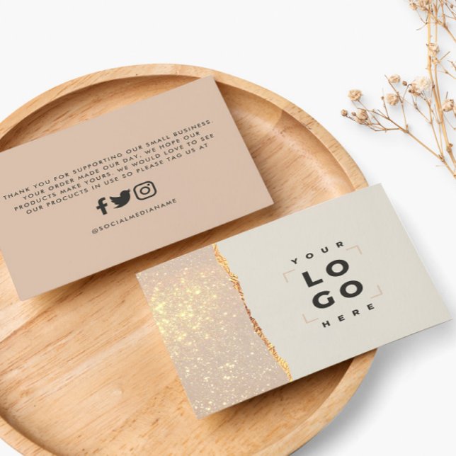 Rose gold glitter black pink modern thank you pink business card (Creator Uploaded)