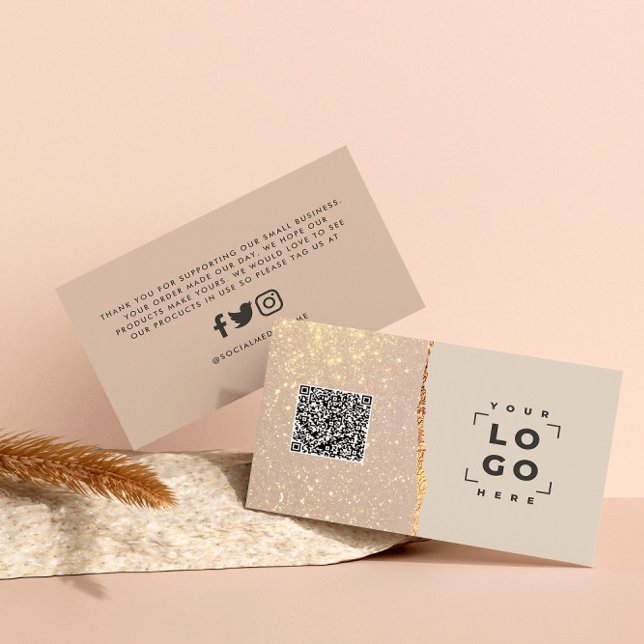 Rose gold glitter black pink modern thank you pink business card (Creator Uploaded)