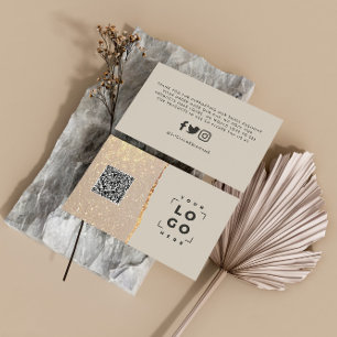 Rose gold glitter black pink modern thank you QR Business Card