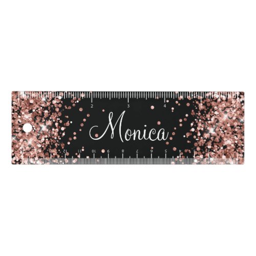 Rose Gold Glitter Black Ruler