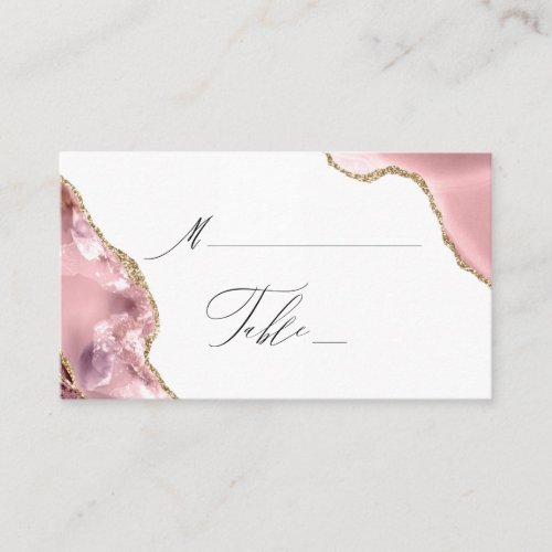 Rose Gold Glitter Black Script Luxury Wedding Place Card