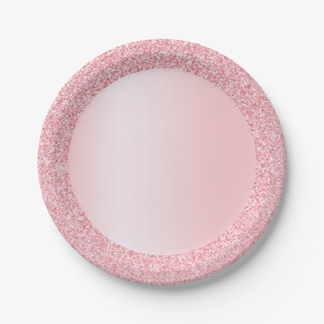 Rose Gold Glitter Blank Trendy Elegant Template Paper Plates (Front)